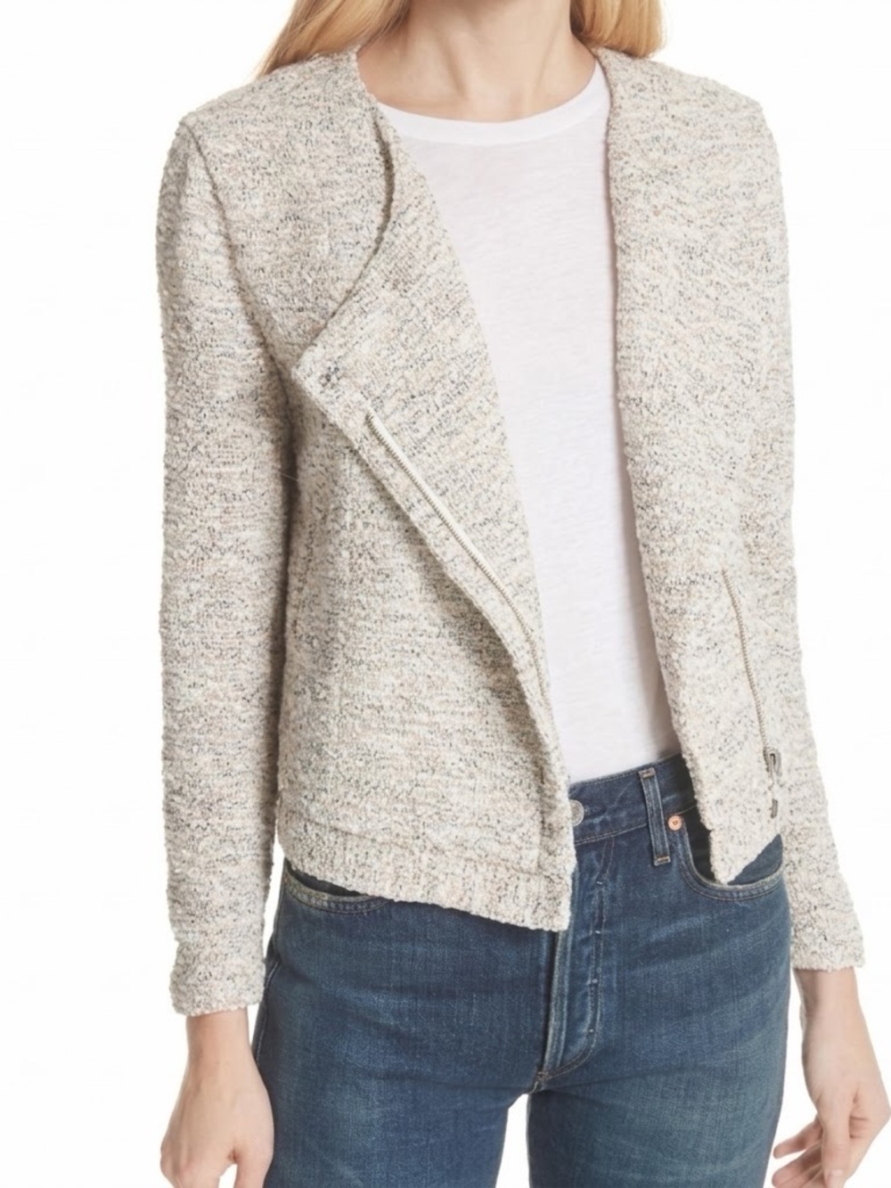 Joie Balina Beige Zip Tweed Boucle Jacket
Cream Size Large